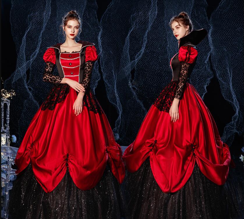今だけ！セットup ハロウィン 立ち襟 貴族ドレス ステージ衣装 舞台衣装 オペラ声楽 中世貴族風 お姫様ドレス 宮廷中世風 ドレス 復古風cosply 中世ヨーロッパ ステージ衣装 王族服 オペラ