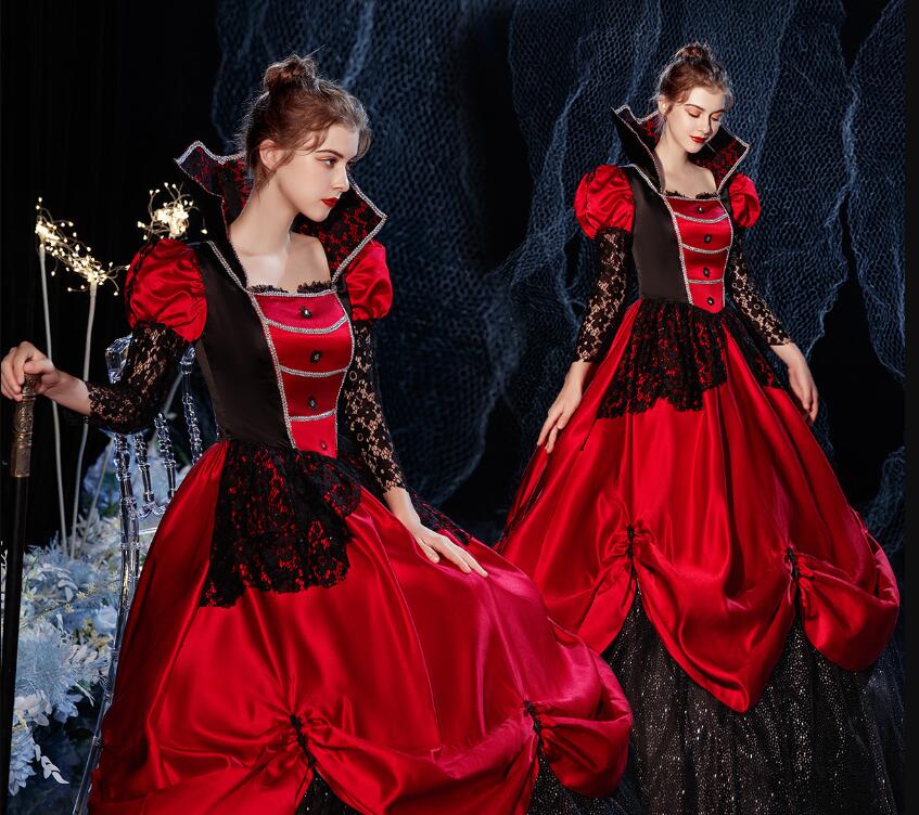 今だけ！セットup ハロウィン 立ち襟 貴族ドレス ステージ衣装 舞台衣装 オペラ声楽 中世貴族風 お姫様ドレス 宮廷中世風 ドレス 復古風cosply 中世ヨーロッパ ステージ衣装 王族服 オペラ