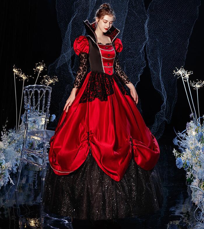 今だけ！セットup ハロウィン 立ち襟 貴族ドレス ステージ衣装 舞台衣装 オペラ声楽 中世貴族風 お姫様ドレス 宮廷中世風 ドレス 復古風cosply 中世ヨーロッパ ステージ衣装 王族服 オペラ