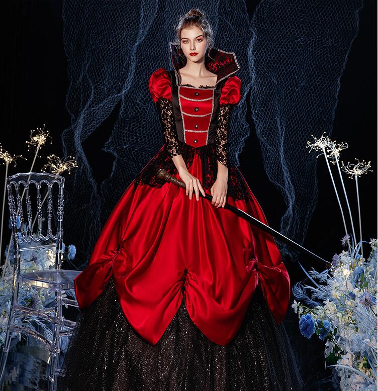 今だけ！セットup ハロウィン 立ち襟 貴族ドレス ステージ衣装 舞台衣装 オペラ声楽 中世貴族風 お姫様ドレス 宮廷中世風 ドレス 復古風cosply 中世ヨーロッパ ステージ衣装 王族服 オペラ