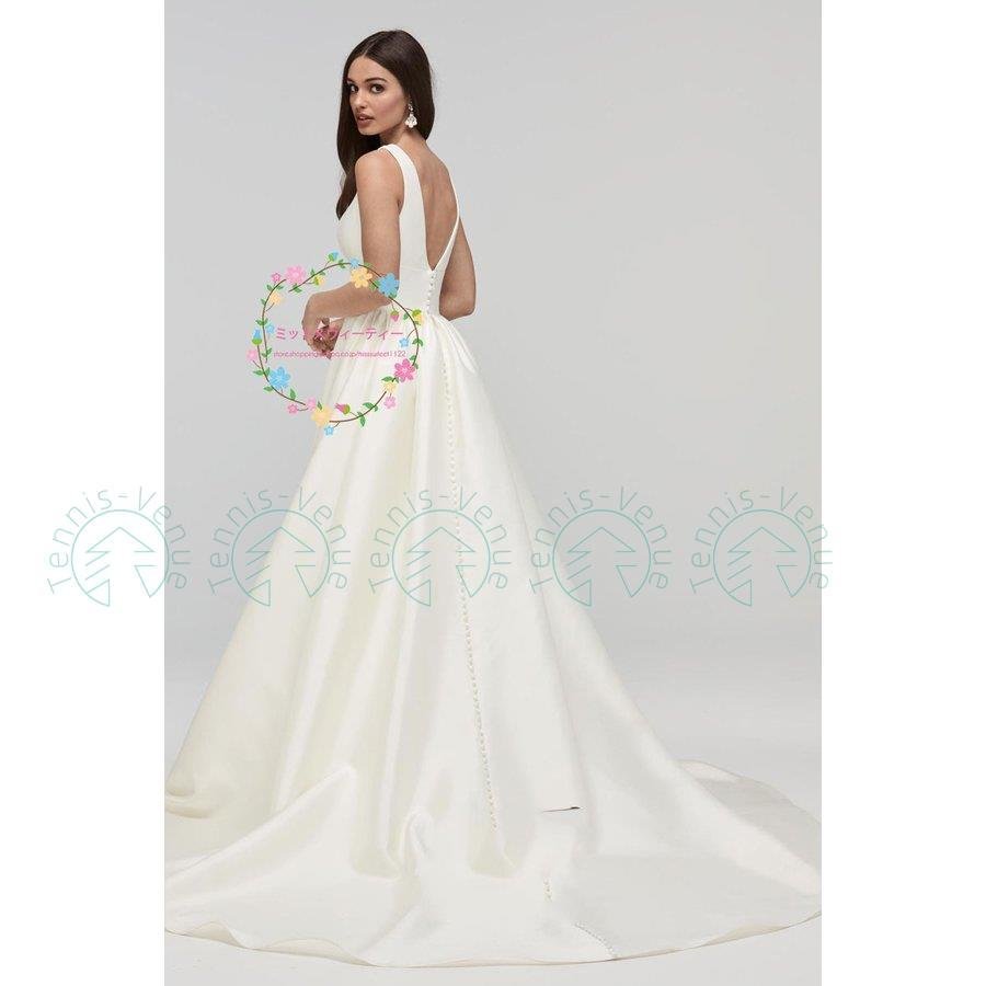 ウエディングドレス Aラインドレス サテンドレス 海外挙式 ブライダル 結婚式 二次会 披露宴 演奏 ウエディングドレス Aラインドレス サテンドレス 海外挙式 ブライダル 結婚式 二次会 披露宴 演奏