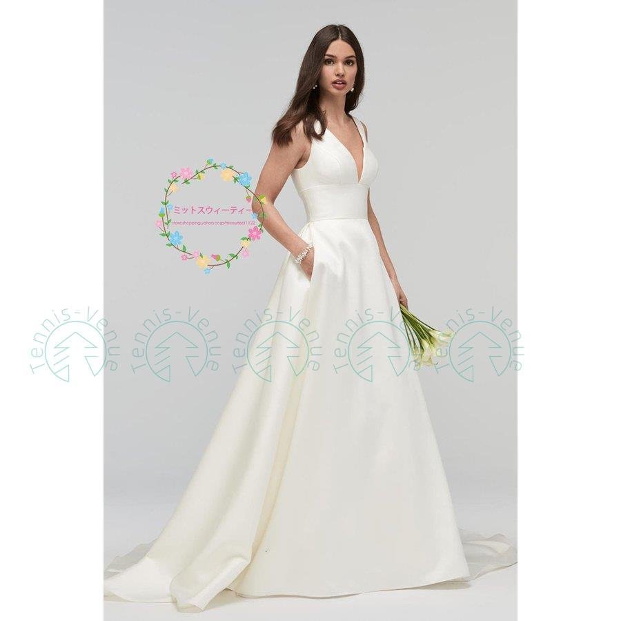 ウエディングドレス Aラインドレス サテンドレス 海外挙式 ブライダル 結婚式 二次会 披露宴 演奏 ウエディングドレス Aラインドレス サテンドレス 海外挙式 ブライダル 結婚式 二次会 披露宴 演奏