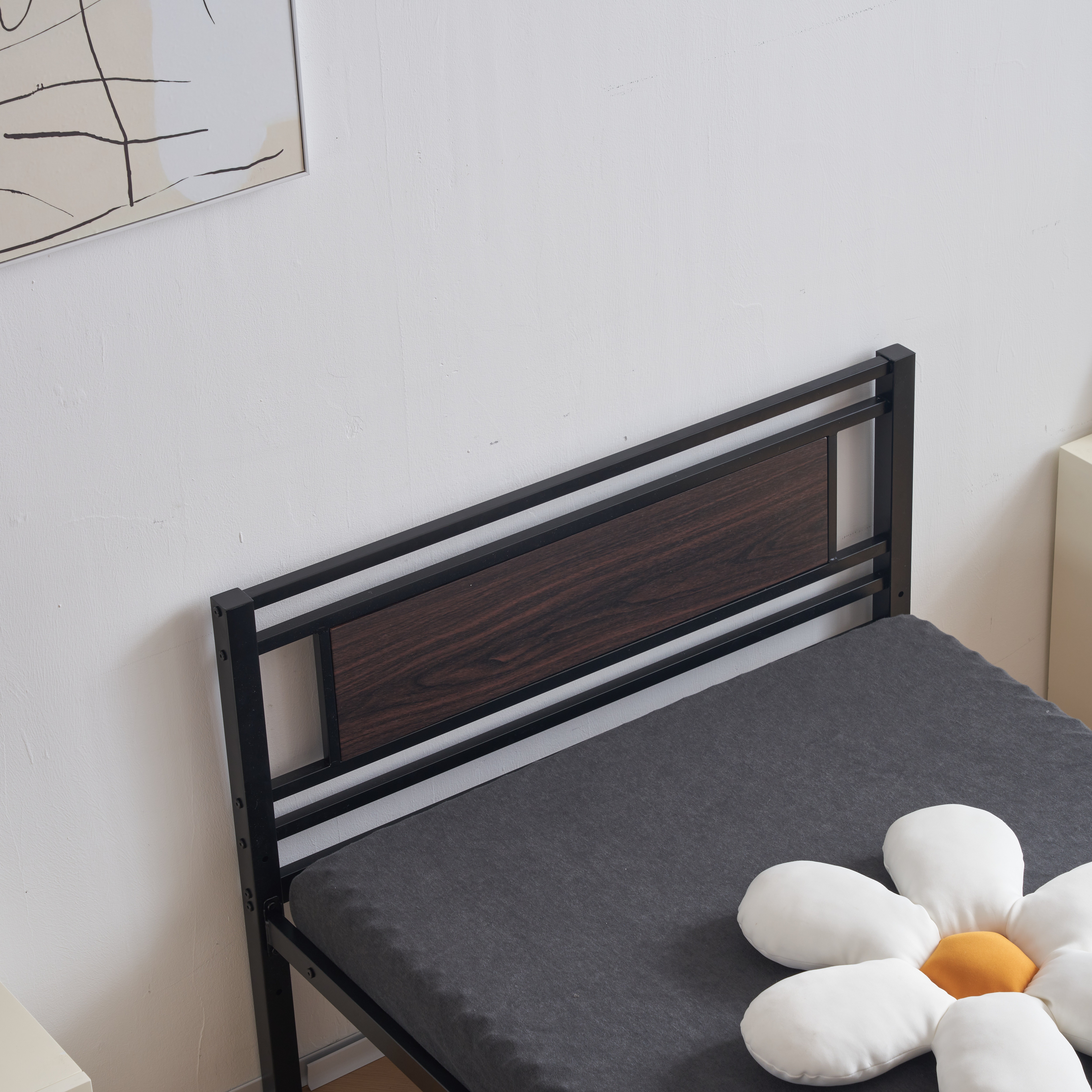 新作】【ブラック】パイプベッド シングル ベッド 宮 三段階高さ調整可