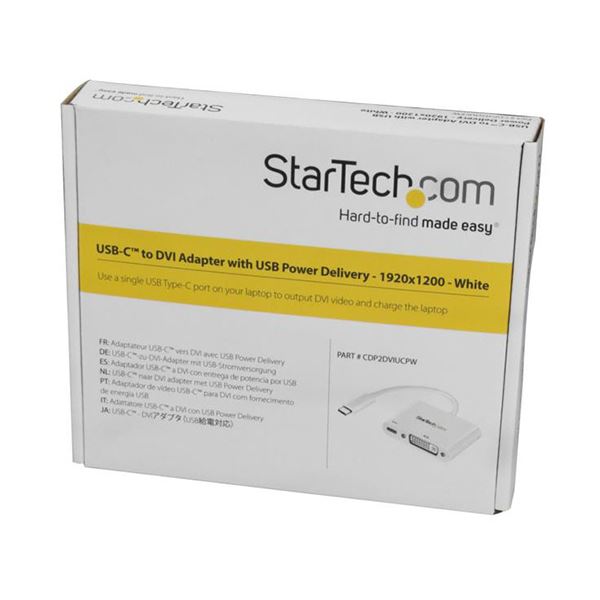StarTech.com USB TypeC-DVI 変換ディスプレイアダプタ USB PD対応 1920x1200対応 ホワイトCDP2DVIUCPW 1個