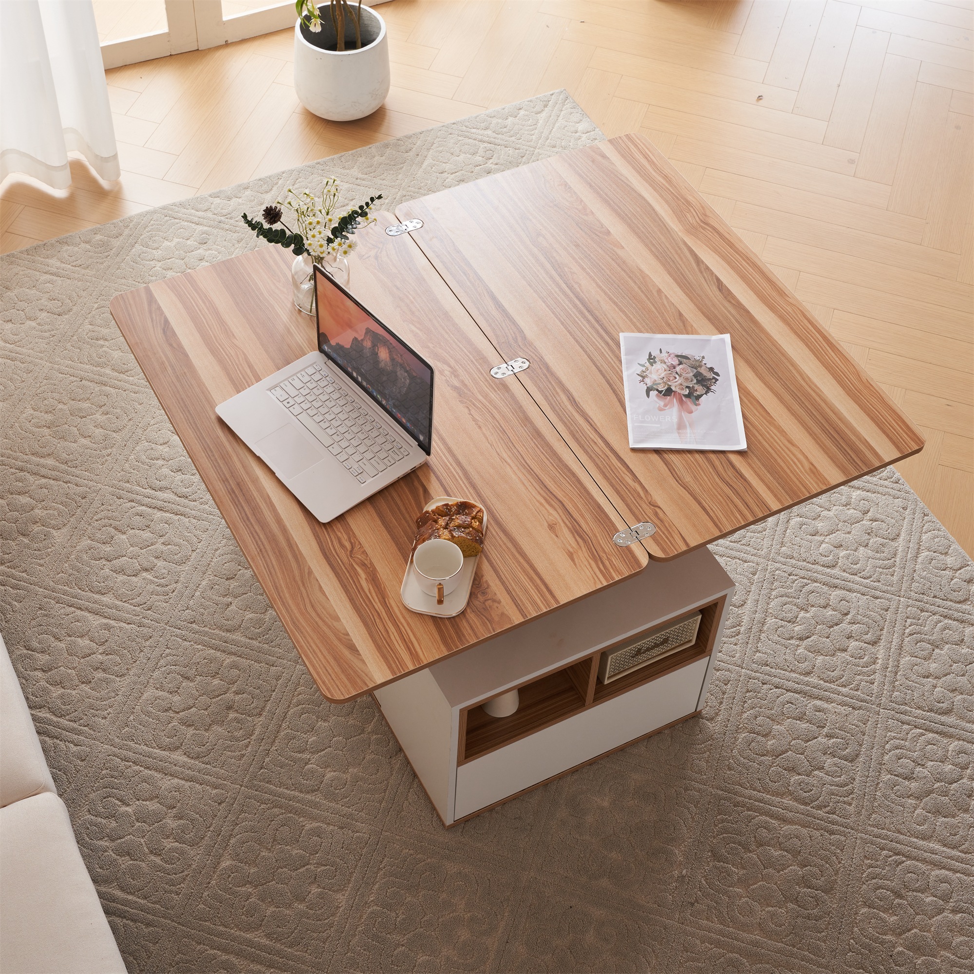 465テーブル センターテーブル 昇降式テーブル 高さ調節可能 幅100 折りたたみ 天板昇降 引出し 多機能 ダイニングテーブル【ホワイト】 465テーブル センターテーブル 昇降式テーブル 高さ調節可能 幅100 折りたたみ 天板昇降 引出し 多機能 ダイニングテーブル【ホワイト】