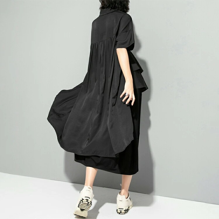 アシンメトリー トップス レディース春 夏 半袖 シャツ 上品 ダブルフリル フィッシュテール シャツワンピース ティアード ヘムカット ワンピ イレギュラーヘム ゴシック モード系 黒 白 プレゼン アシンメトリー トップス レディース春 夏 半袖 シャツ 上品 ダブルフリル フィッシュテール シャツワンピース ティアード ヘムカット ワンピ イレギュラーヘム ゴシック モード系 黒 白 プレゼン