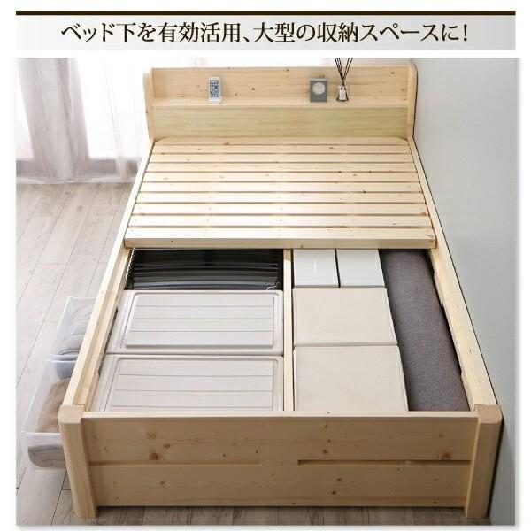 ダブルベッド 国産カバーポケットコイルマットレスセット 6段階高さ調節 すのこベッド 棚 コンセント ベッドセット 耐荷重600kg