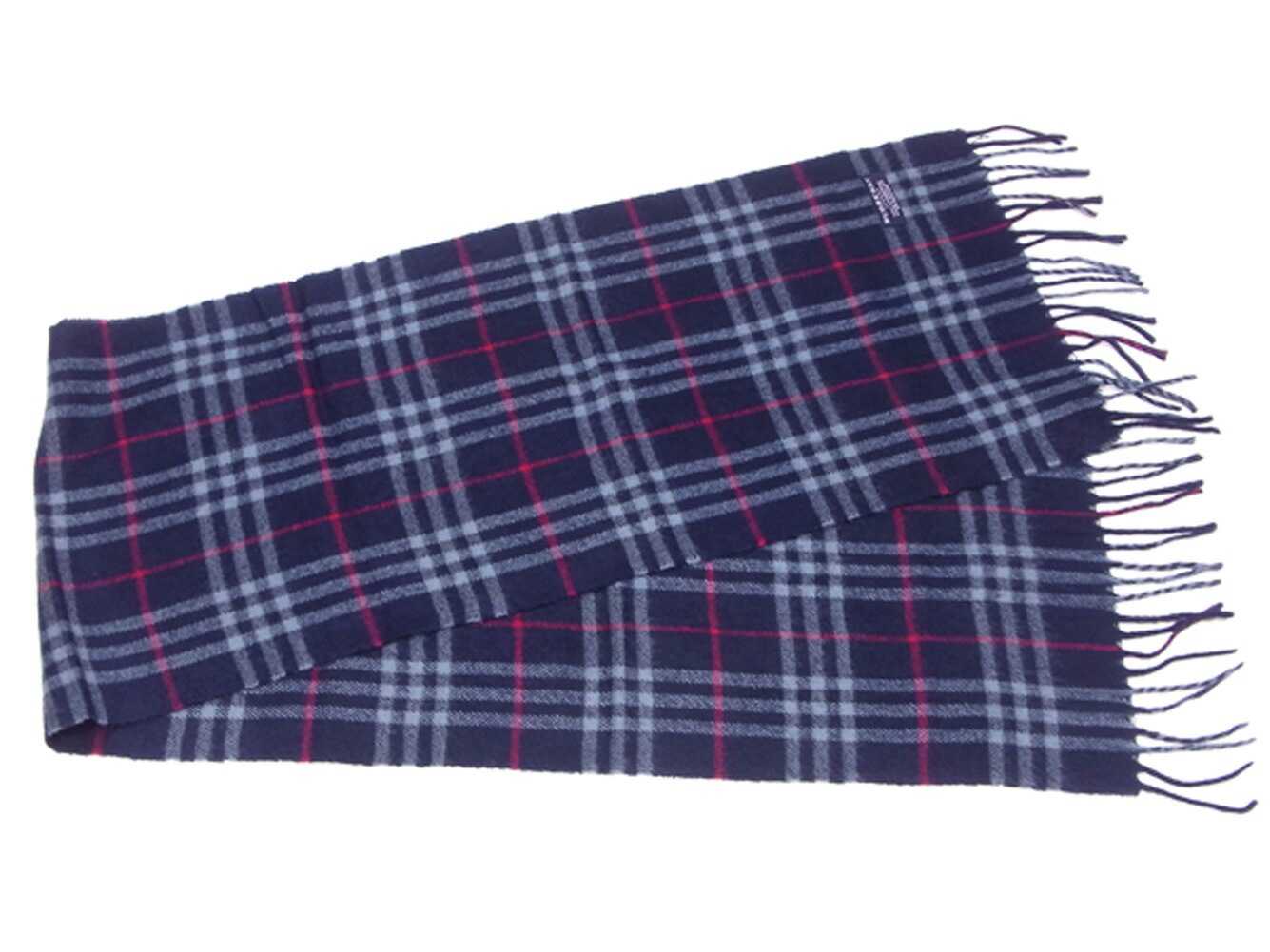 マフラー フリンジ付き チェック ネイビー ブルー レッド 中古 マフラー フリンジ付き チェック ネイビー ブルー レッド 中古