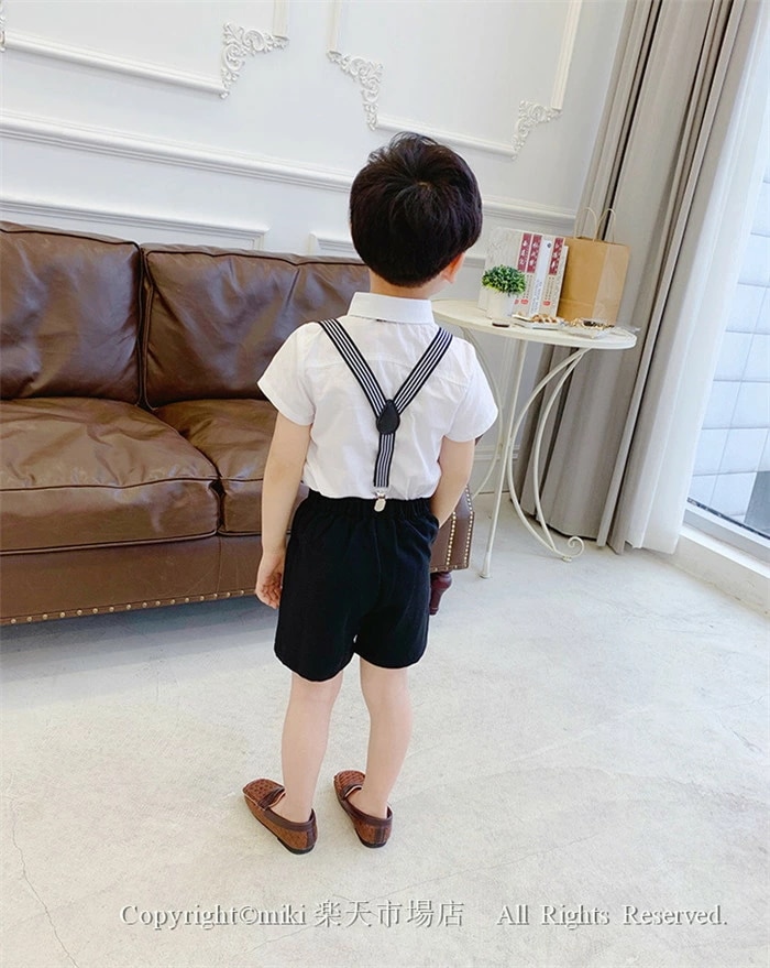 【即納】4点セット 蝶ネクタイ ワイシャツ パンツ サスペンダー JP子ども服 夏用スーツ フォーマルスーツ 幼児 学園祭 卒業 結婚式 発表会 七五三 お祝い 初節句 紳士服 入学式 誕生日 入園式