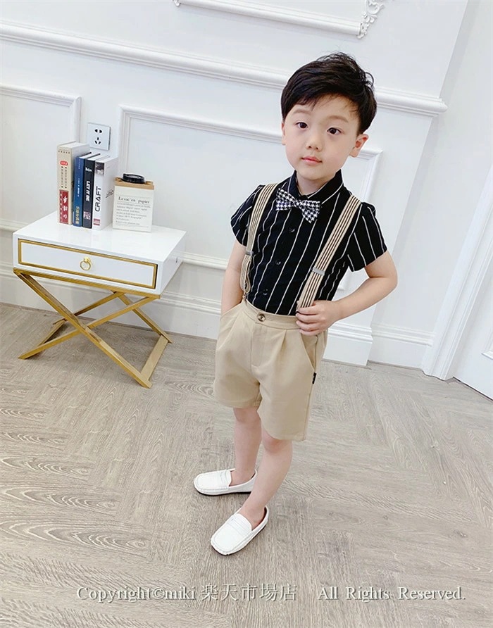 【即納】4点セット 蝶ネクタイ ワイシャツ パンツ サスペンダー JP子ども服 夏用スーツ フォーマルスーツ 幼児 学園祭 卒業 結婚式 発表会 七五三 お祝い 初節句 紳士服 入学式 誕生日 入園式