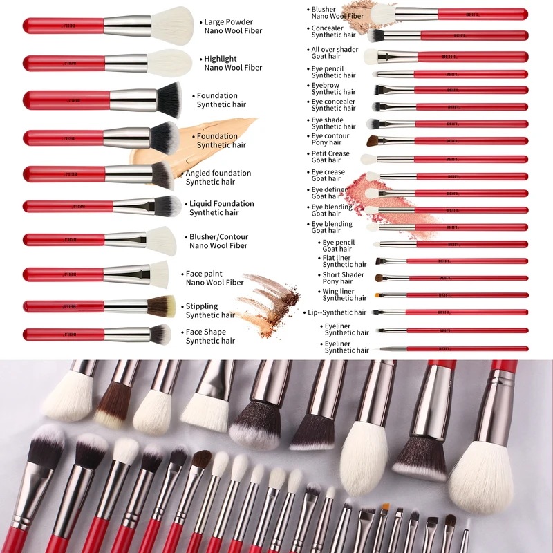 Beili-天然メイクブラシのセット,1130個,パウダー,チーク,アイシャドウ,プロのアイシャドウ用 Beili-天然メイクブラシのセット,1130個,パウダー,チーク,アイシャドウ,プロのアイシャドウ用