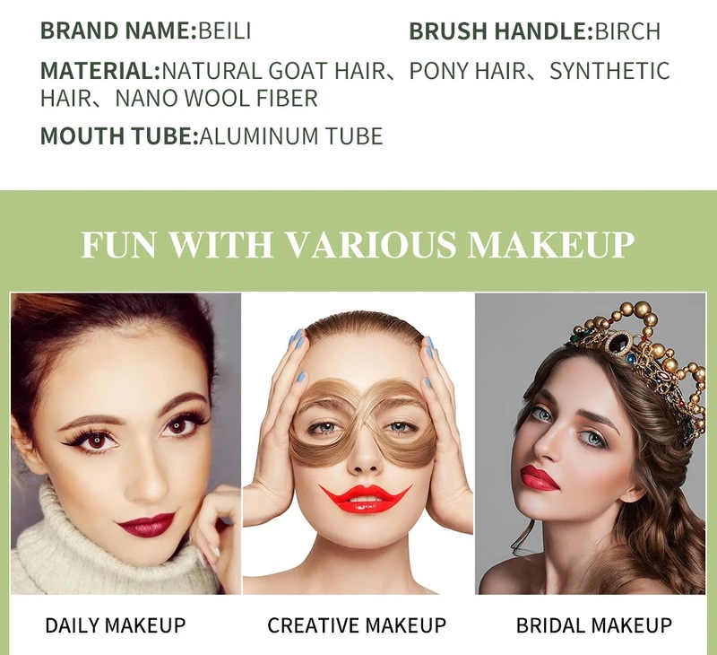 Beili-天然メイクブラシのセット,1130個,パウダー,チーク,アイシャドウ,プロのアイシャドウ用 Beili-天然メイクブラシのセット,1130個,パウダー,チーク,アイシャドウ,プロのアイシャドウ用
