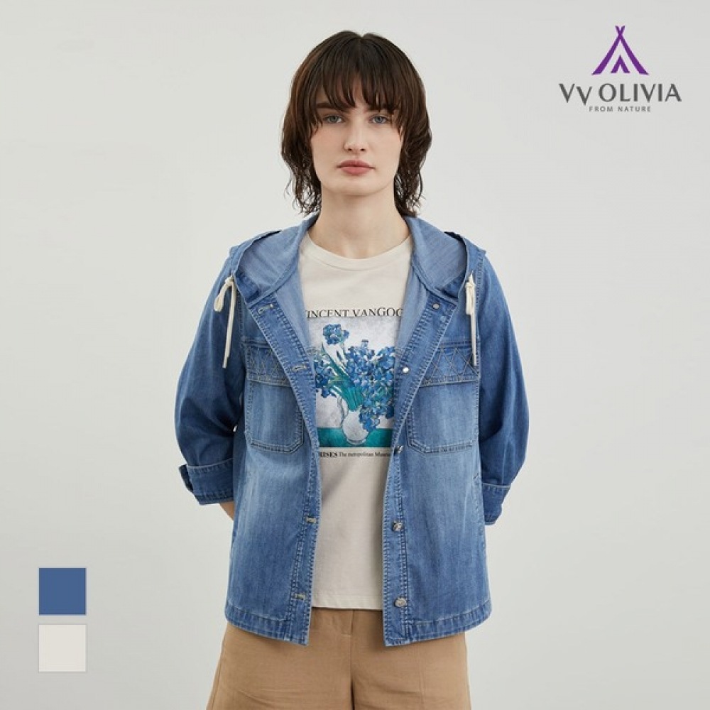 [オリビアローレン] フード付きデニムジャケット_VVBMJ4M3361