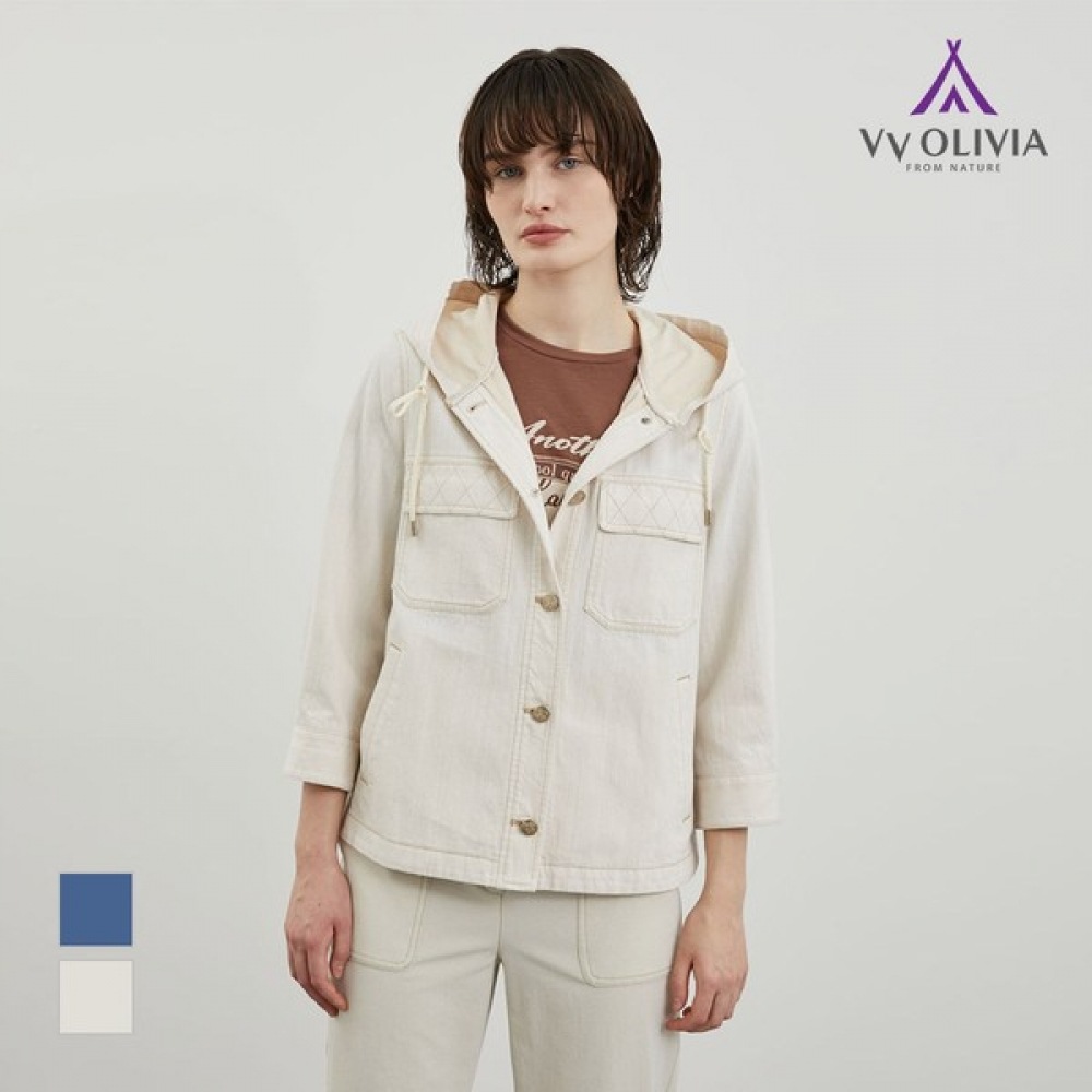 [オリビアローレン] フード付きデニムジャケット_VVBMJ4M3361