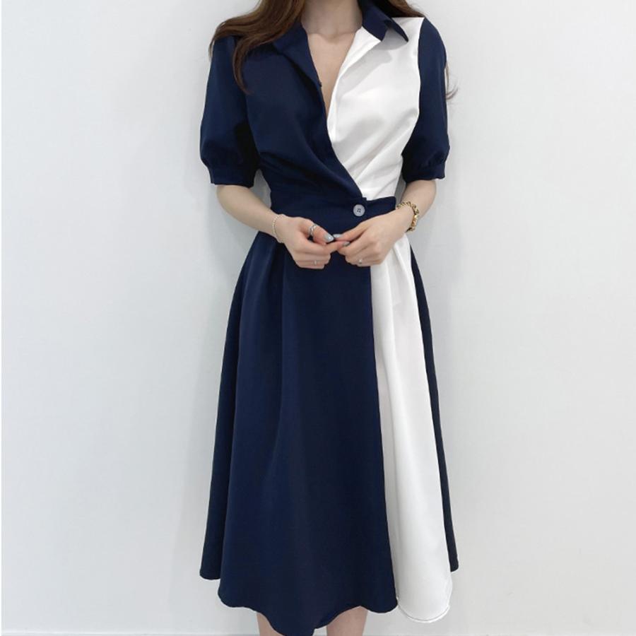 シャツワンピース ロング レディース韓国【ネコポス可】