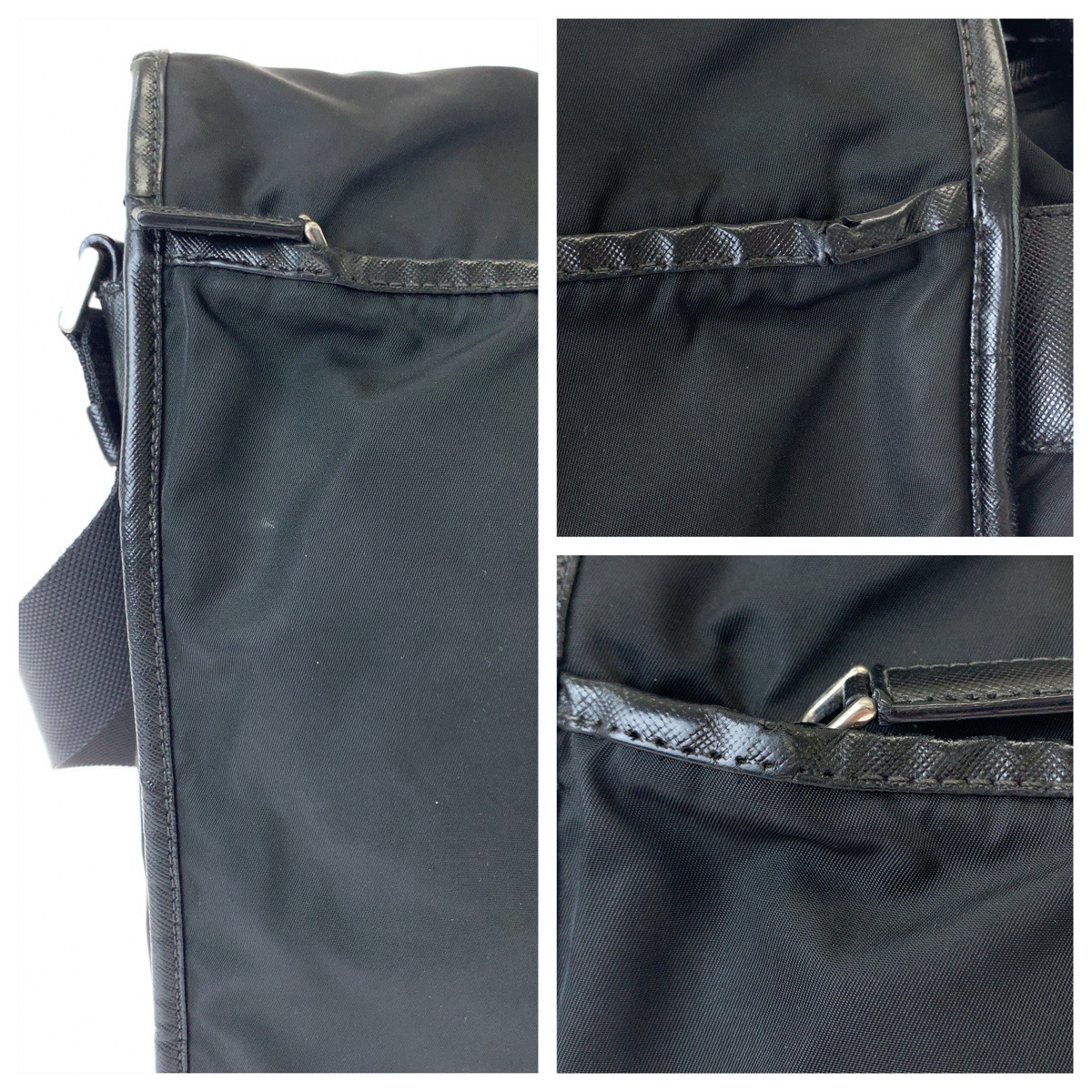 テスート 三角ロゴプレート ブラック 黒 シルバー金具 ナイロン ショルダーバッグ メッセンジャーバッグ メンズ 407078