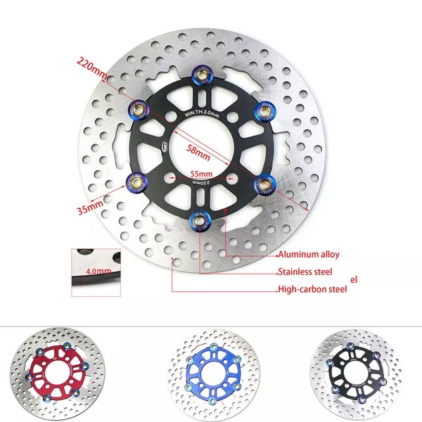 220mm ディスクフローティングオートバイアルミ3穴70mm 4穴55mm ピッチブレーキディスク内径 ブレーキローターフロン