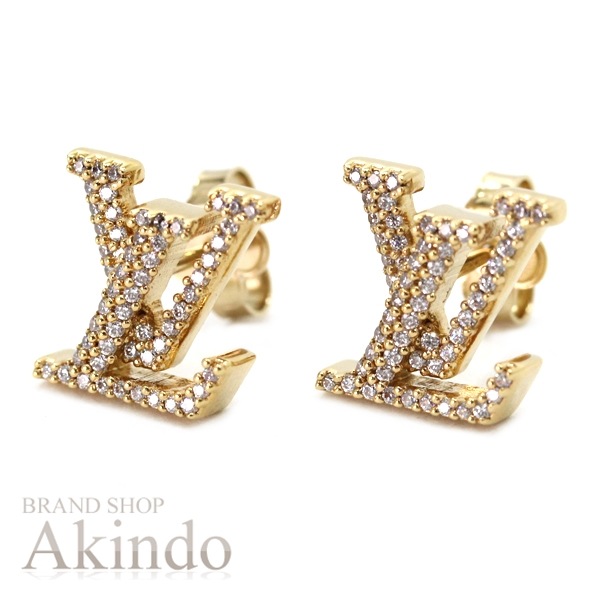 【新品同様】ルイヴィトン ピアス・LV アイコニック ストラス M00609 ゴールド ラインストーン レディース プレゼント LOUIS VUITTON ピアス アクセサリー ビトン ブランド ギフ