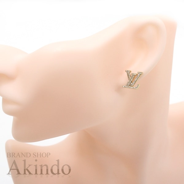 【新品同様】ルイヴィトン ピアス・LV アイコニック ストラス M00609 ゴールド ラインストーン レディース プレゼント LOUIS VUITTON ピアス アクセサリー ビトン ブランド ギフ