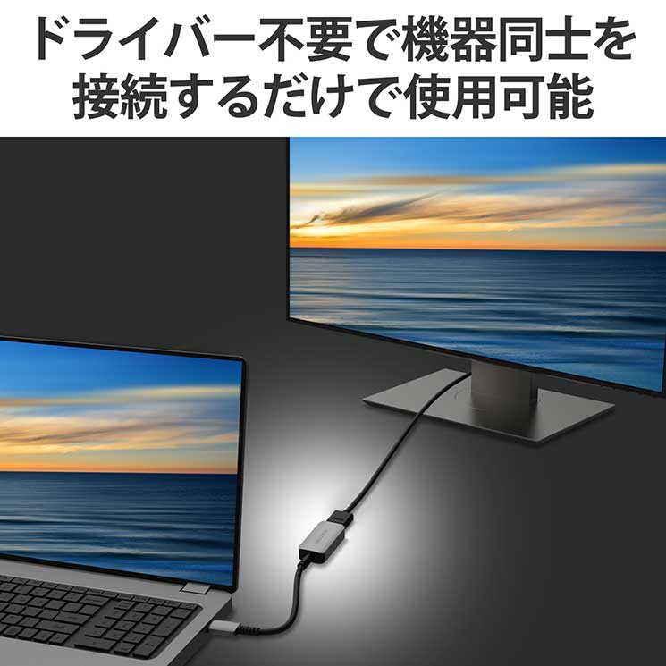 変換アダプター ( USB Type-C to HDMI ) ミラーリング マルチディスプレイ対応 4K 60Hz 断線に強い 高耐久 【 Windows Mac 各種対応 】 シルバー E