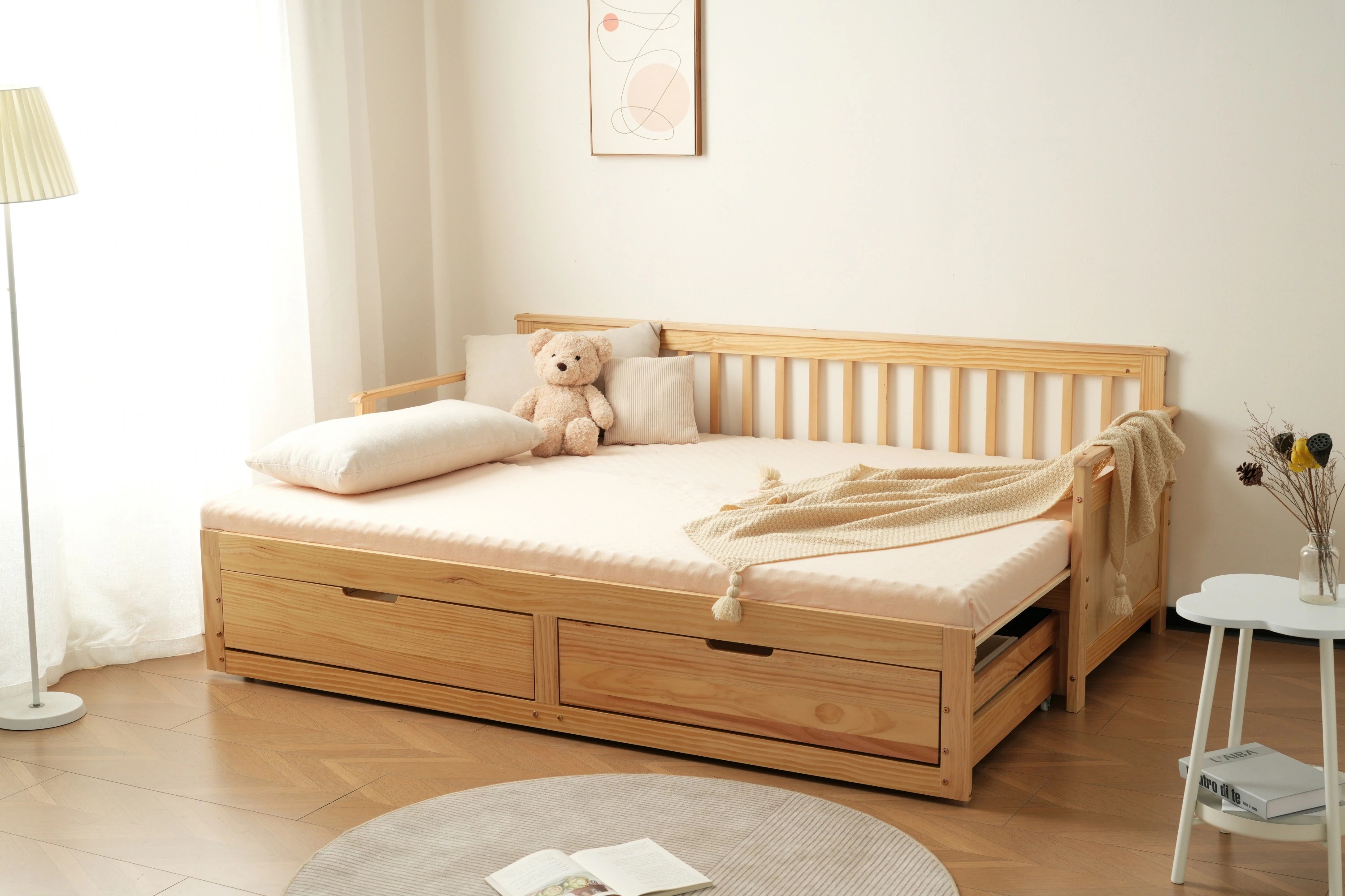 454【幅70cmマット2個付】ソファベッド ディベッド 伸長式ベッド 木製 引き出し付き 収納付き おしゃれ 2way 天然木 パイン材 すのこ仕様【ナチュラル】467 454【幅70cmマット2個付】ソファベッド ディベッド 伸長式ベッド 木製 引き出し付き 収納付き おしゃれ 2way 天然木 パイン材 すのこ仕様【ナチュラル】467