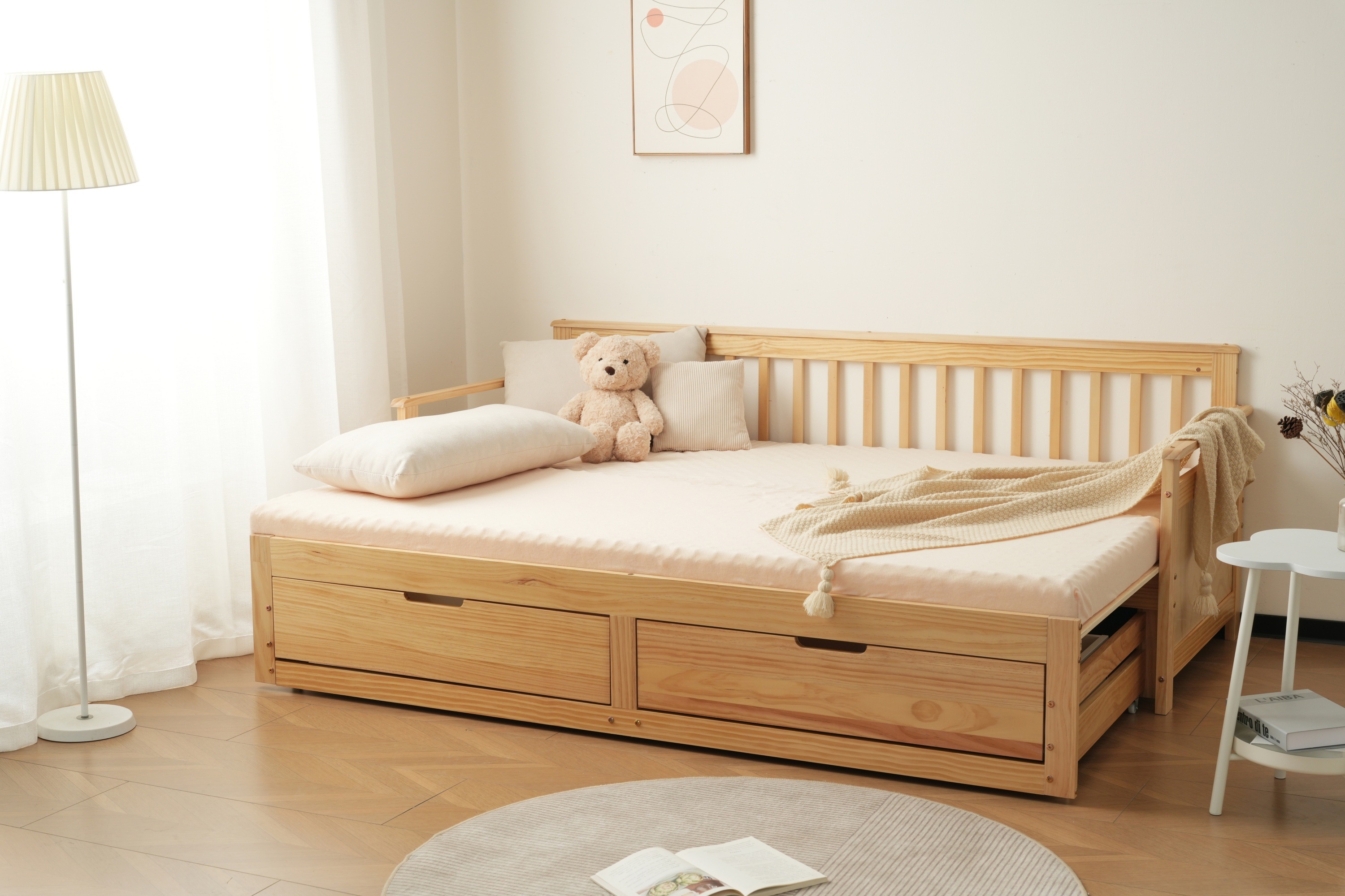 454【幅70cmマット2個付】ソファベッド ディベッド 伸長式ベッド 木製 引き出し付き 収納付き おしゃれ 2way 天然木 パイン材 すのこ仕様【ナチュラル】467 454【幅70cmマット2個付】ソファベッド ディベッド 伸長式ベッド 木製 引き出し付き 収納付き おしゃれ 2way 天然木 パイン材 すのこ仕様【ナチュラル】467