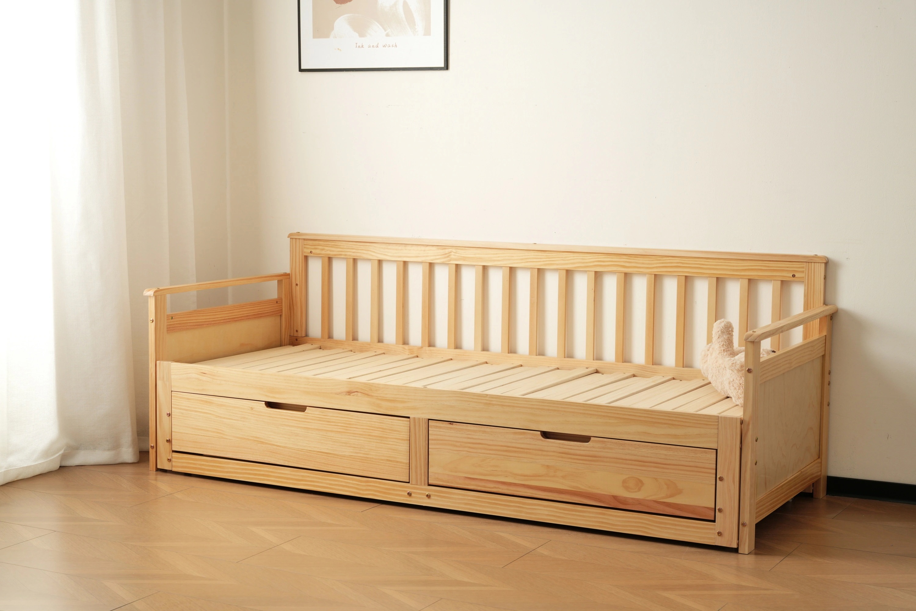 454【幅70cmマット2個付】ソファベッド ディベッド 伸長式ベッド 木製 引き出し付き 収納付き おしゃれ 2way 天然木 パイン材 すのこ仕様【ナチュラル】467 454【幅70cmマット2個付】ソファベッド ディベッド 伸長式ベッド 木製 引き出し付き 収納付き おしゃれ 2way 天然木 パイン材 すのこ仕様【ナチュラル】467