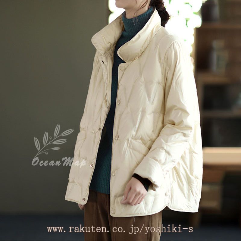 おしゃれ ダウンジャケット レディース ダウンコート ウルトラライトダウン ショート 軽量 防寒 シンプル 暖かい 防風 キルティング ダウンコート 防寒着 秋冬春 日常 散歩 OceanMap