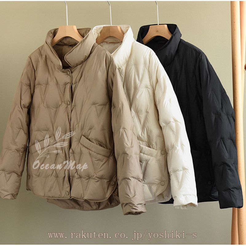 おしゃれ ダウンジャケット レディース ダウンコート ウルトラライトダウン ショート 軽量 防寒 シンプル 暖かい 防風 キルティング ダウンコート 防寒着 秋冬春 日常 散歩 OceanMap