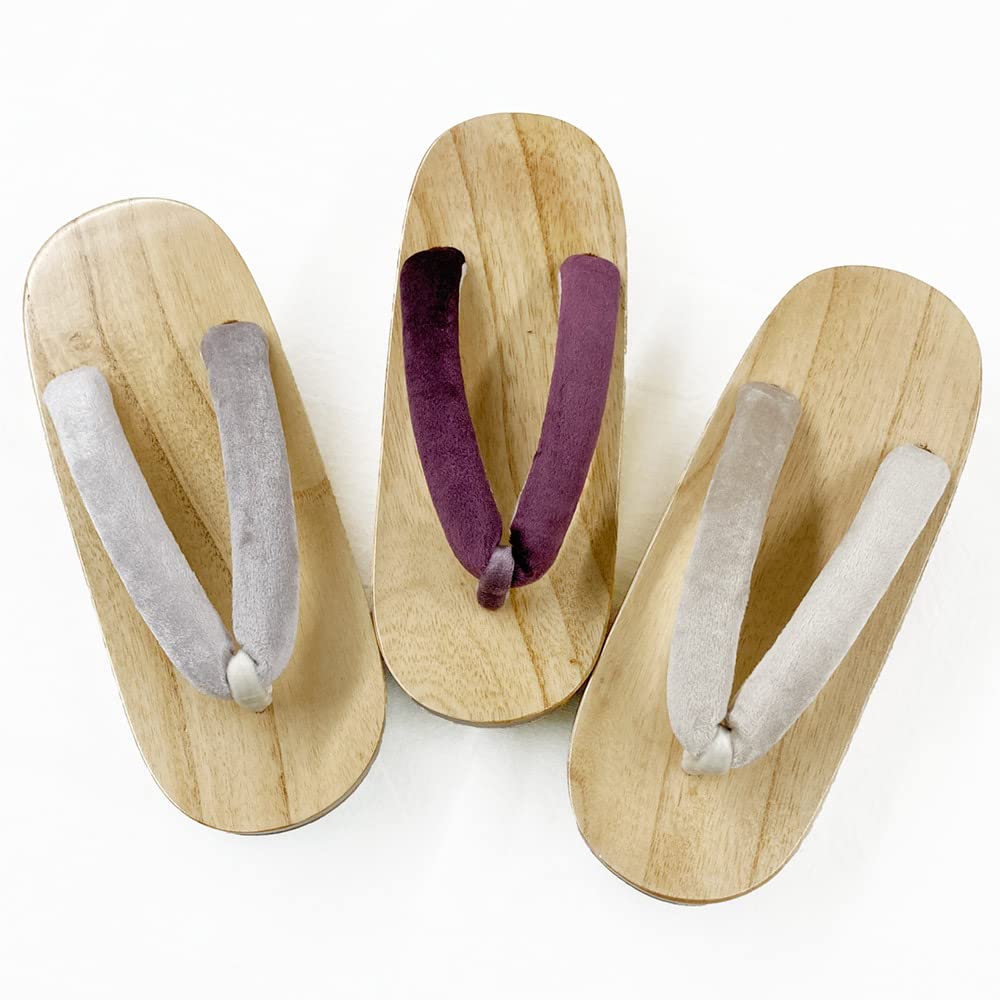 [京都きもの友禅] 浴衣 下駄 ベロア 鼻緒 痛くない レディース 女性 大人 白木 (紫)