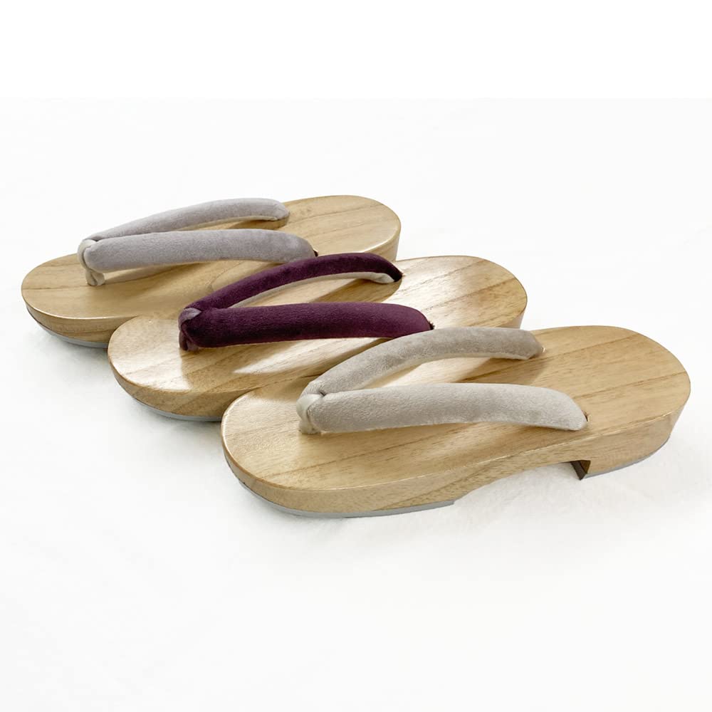 [京都きもの友禅] 浴衣 下駄 ベロア 鼻緒 痛くない レディース 女性 大人 白木 (紫)