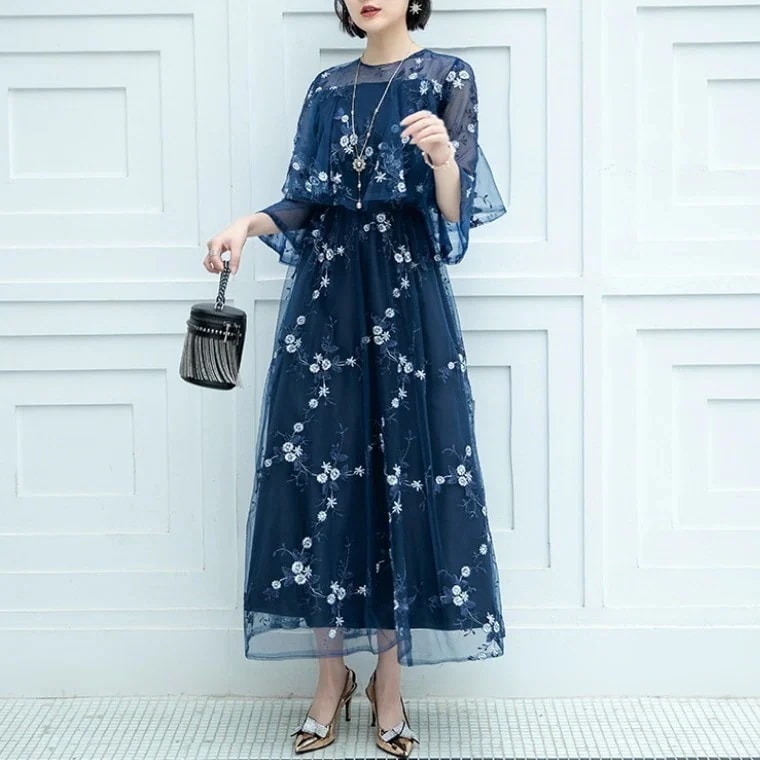 輝いて パーティードレス 結婚式 ワンピース ドレス フォーマルドレス 大きいサイズ レース ロングドレス レディース 体型カバー 成人式 同窓会 謝恩会 デートワンピース-a02