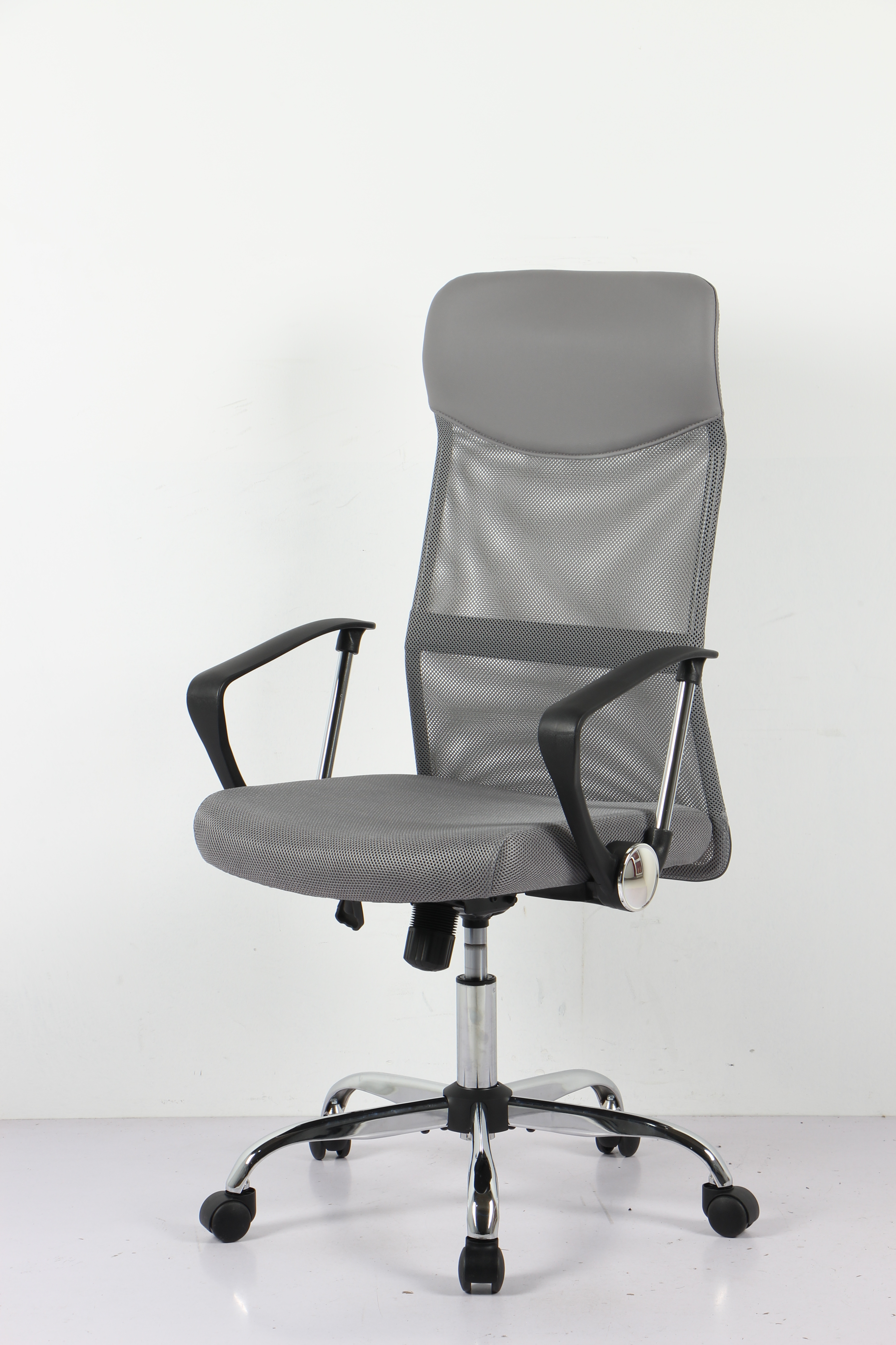 【国内発送】70【ライトグレー】オフィスチェア メッシュ+PU ハイバック　大人気