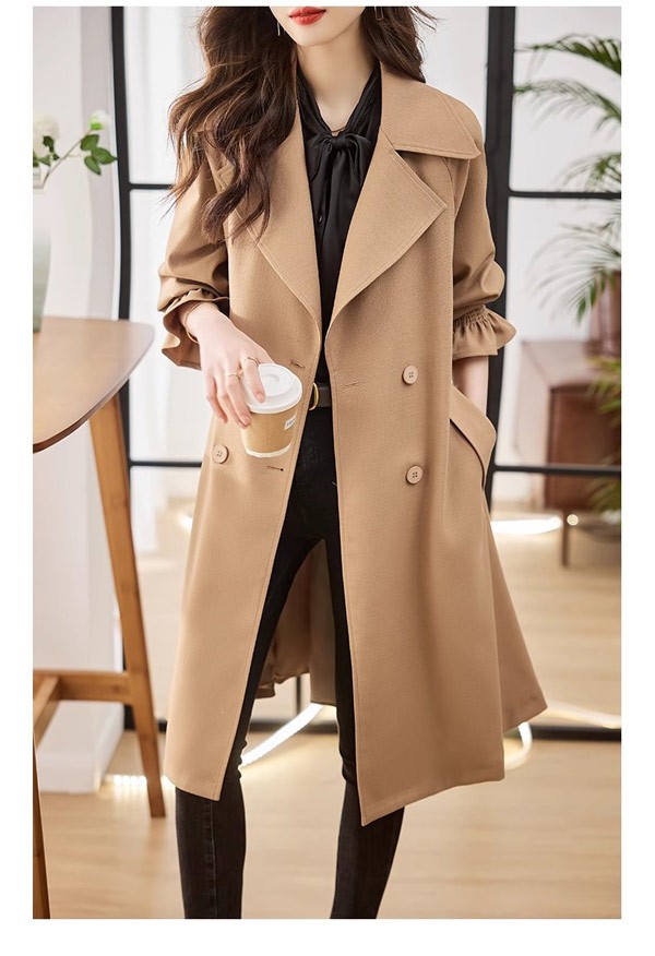 トレンチコート レディース 春秋コート ミディアムコート イギリス風 スプリングコート 春コート アウター オシャレ 大人 上品 無地 通勤 着痩せ カジュアル ブラック ベージュ 小さいサイズ 大き