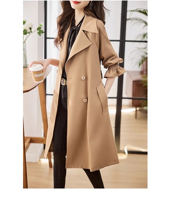 トレンチコート レディース 春秋コート ミディアムコート イギリス風 スプリングコート 春コート アウター オシャレ 大人 上品 無地 通勤 着痩せ カジュアル ブラック ベージュ 小さいサイズ 大き
