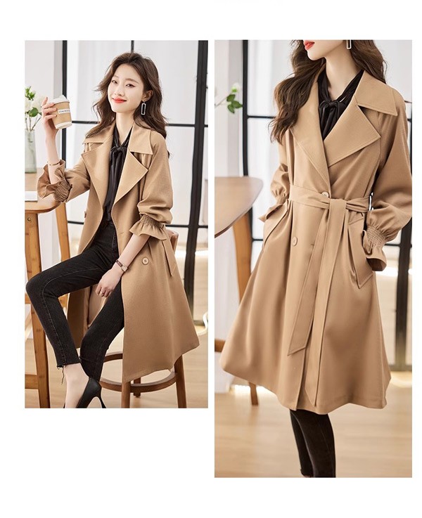 トレンチコート レディース 春秋コート ミディアムコート イギリス風 スプリングコート 春コート アウター オシャレ 大人 上品 無地 通勤 着痩せ カジュアル ブラック ベージュ 小さいサイズ 大き