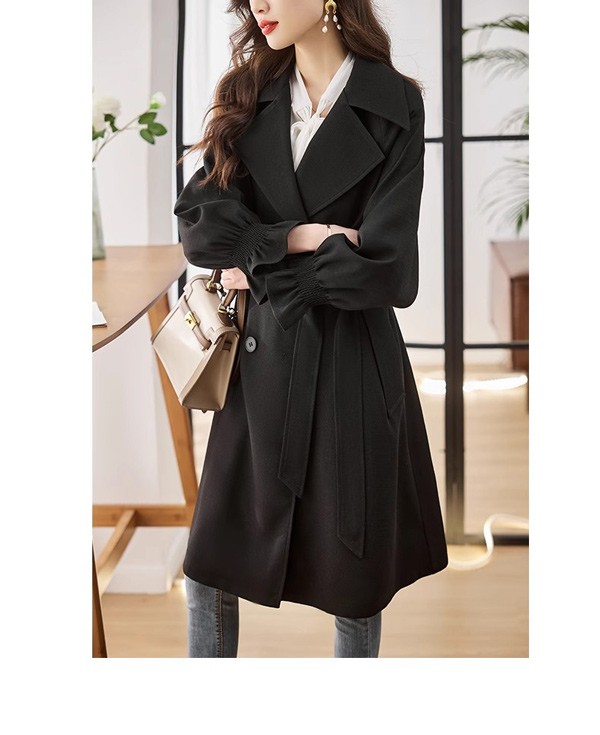 トレンチコート レディース 春秋コート ミディアムコート イギリス風 スプリングコート 春コート アウター オシャレ 大人 上品 無地 通勤 着痩せ カジュアル ブラック ベージュ 小さいサイズ 大き