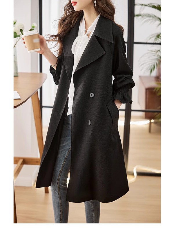 トレンチコート レディース 春秋コート ミディアムコート イギリス風 スプリングコート 春コート アウター オシャレ 大人 上品 無地 通勤 着痩せ カジュアル ブラック ベージュ 小さいサイズ 大き