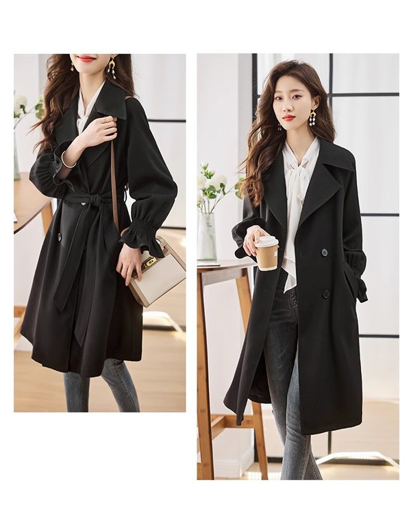 トレンチコート レディース 春秋コート ミディアムコート イギリス風 スプリングコート 春コート アウター オシャレ 大人 上品 無地 通勤 着痩せ カジュアル ブラック ベージュ 小さいサイズ 大き