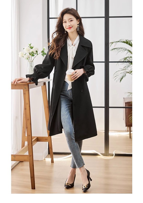 トレンチコート レディース 春秋コート ミディアムコート イギリス風 スプリングコート 春コート アウター オシャレ 大人 上品 無地 通勤 着痩せ カジュアル ブラック ベージュ 小さいサイズ 大き