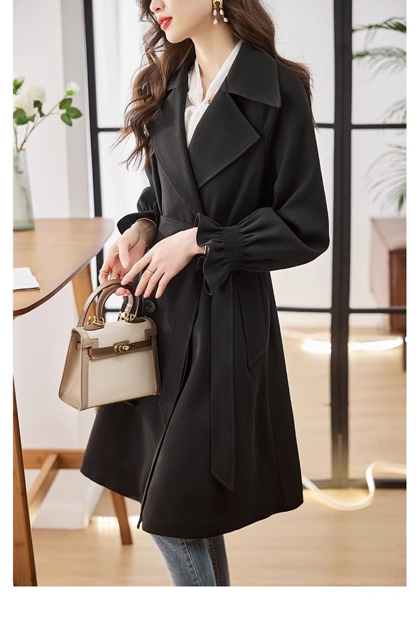 トレンチコート レディース 春秋コート ミディアムコート イギリス風 スプリングコート 春コート アウター オシャレ 大人 上品 無地 通勤 着痩せ カジュアル ブラック ベージュ 小さいサイズ 大き