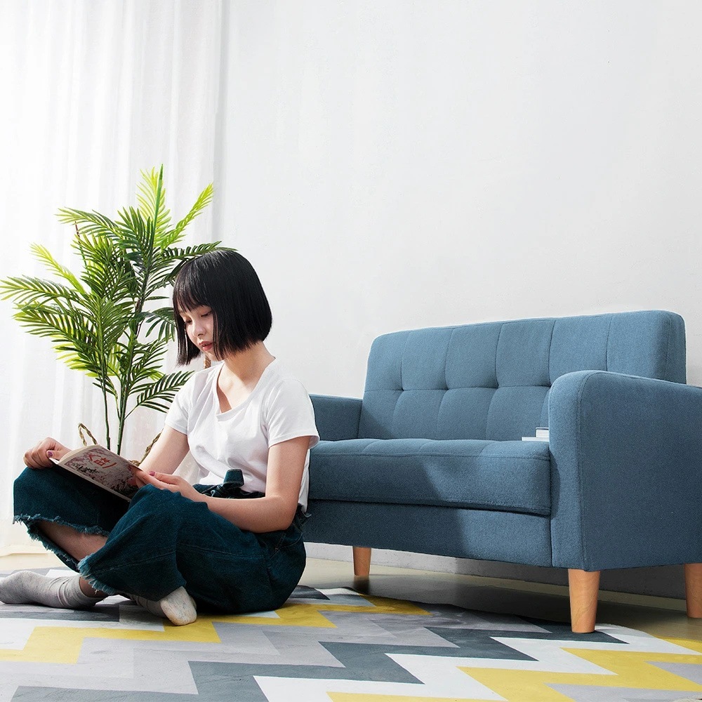 ソファベッド ソファ 2人掛け コンパクト 天然木脚 2生地 ファブリック PU リビングソファー 北欧 ファブリック おしゃれ 新生活 北欧スタイル 肘付き 組立簡単 2WAY 小さい 一人暮らし