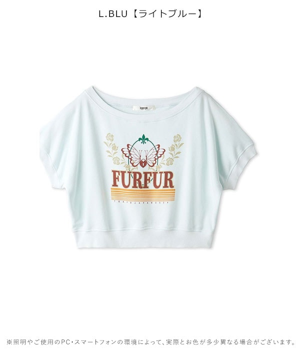 【SALE50%OFF】 【即納】 ファーファー FURFUR トップス 24秋冬 プリント半袖スウェット クロップド丈 半袖 rwct244050