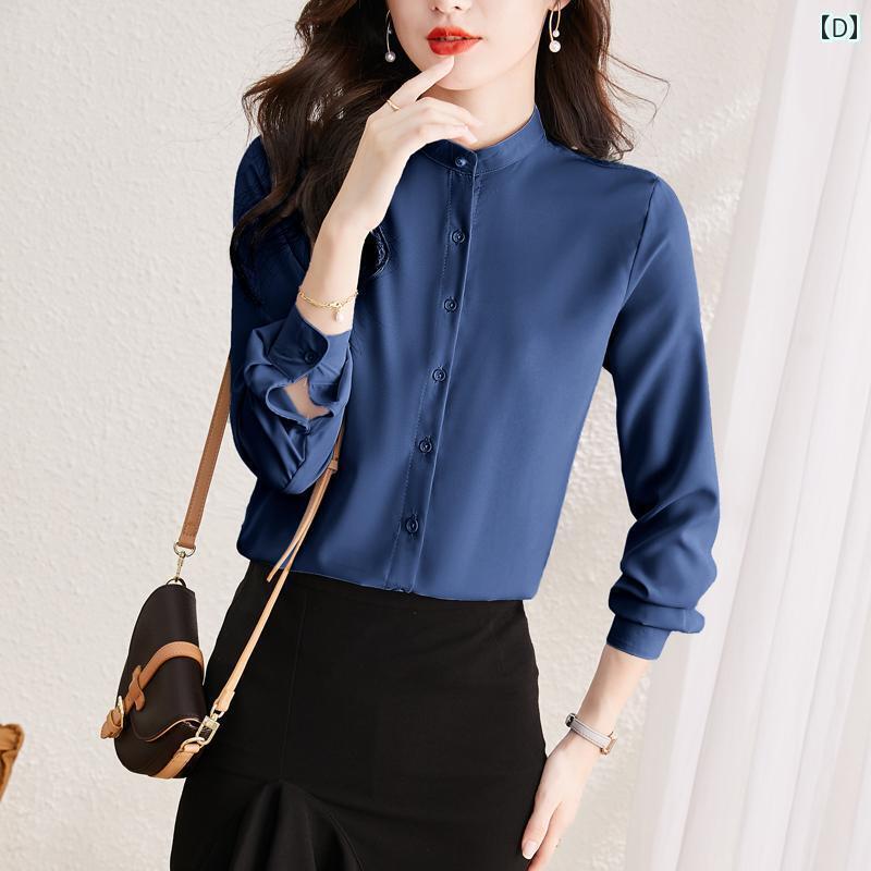 レディース シャツ トップス 杭 州 ビッグ シルク シャツ レディース 無地 スタンドカラー 長袖 プロ ウェア 高級 桑 シルク トップ レディース シャツ トップス 杭 州 ビッグ シルク シャツ レディース 無地 スタンドカラー 長袖 プロ ウェア 高級 桑 シルク トップ