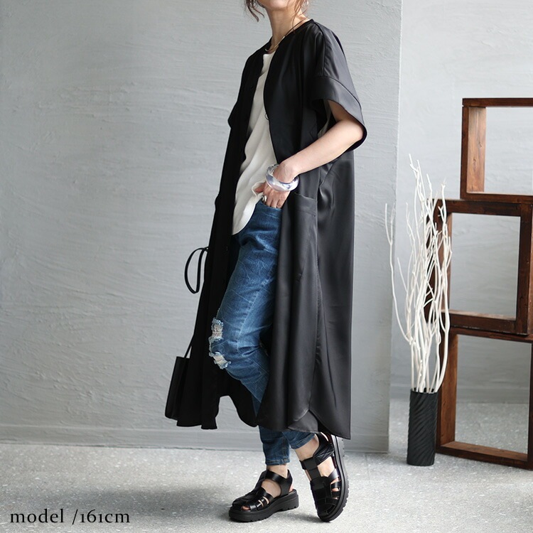 大きいサイズ レディース トップス シャツ ブラウス オーバーサイズシャツ ロングシャツ スキッパーシャツ 半袖 ロング スキッパー スリット ボタン タック ポケット フレア オーバーサイズ 無地