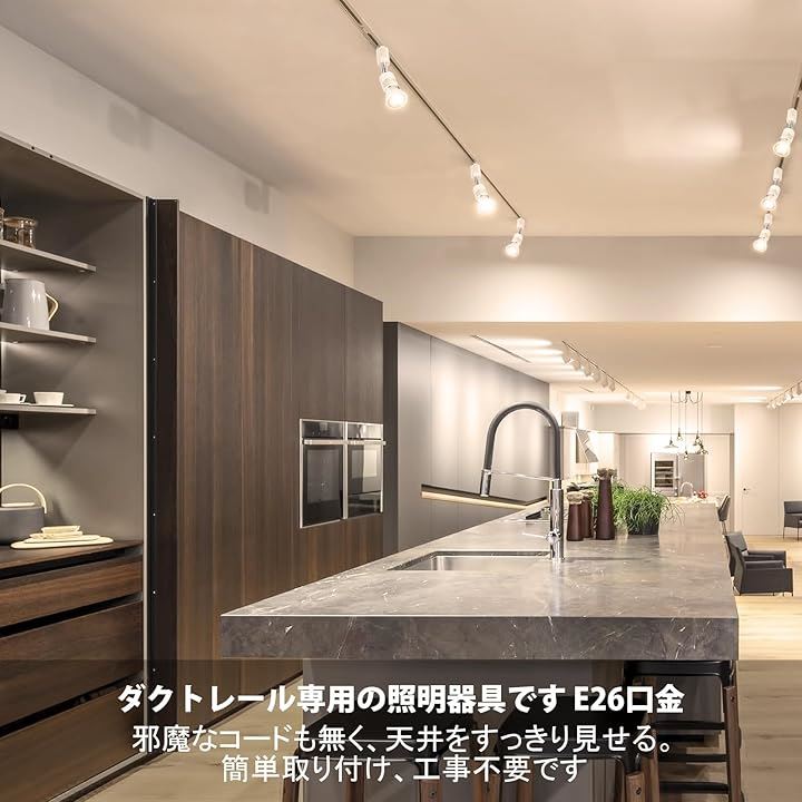 ダクトレール用スポットライト ダクトレール用照明器具 ライティングレール E26口金 電球60W相当 RA95 550LM 非調光(電球色3000K(ホワイト), 6個セット)