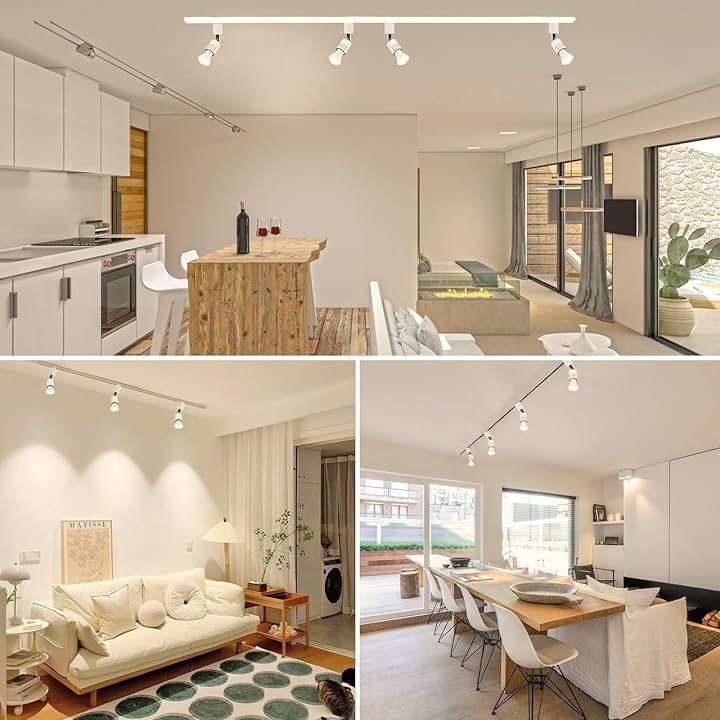 ダクトレール用スポットライト ダクトレール用照明器具 ライティングレール E26口金 電球60W相当 RA95 550LM 非調光(電球色3000K(ホワイト), 6個セット)