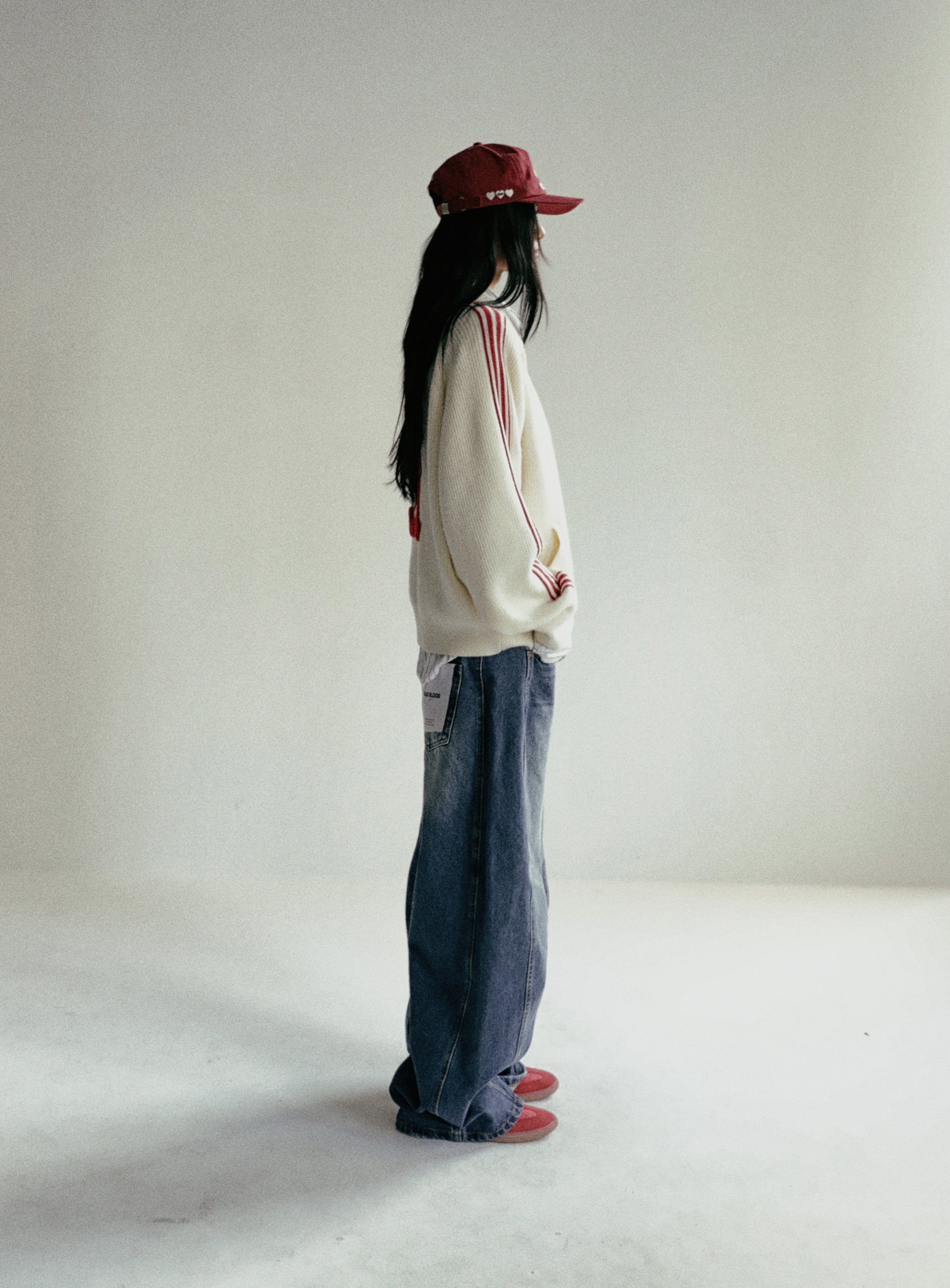 BADBLOOD】 BILLY TRACK ZIP-UP SWEATER : CREAM