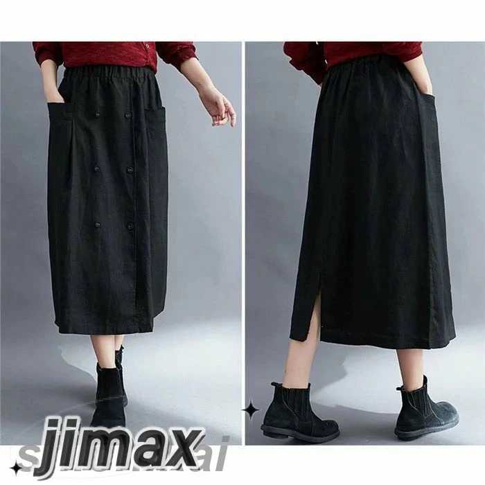 スカート レディース リネンスカート ロングスカート 春 夏 秋 綿麻風 綿 フレアスカート ミモレ丈 ボトムス ウェストゴム 大人 きれいめ 洗える 通勤 綿麻混　綿麻風 リネン リネンスカート