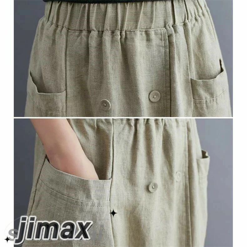 スカート レディース リネンスカート ロングスカート 春 夏 秋 綿麻風 綿 フレアスカート ミモレ丈 ボトムス ウェストゴム 大人 きれいめ 洗える 通勤 綿麻混　綿麻風 リネン リネンスカート